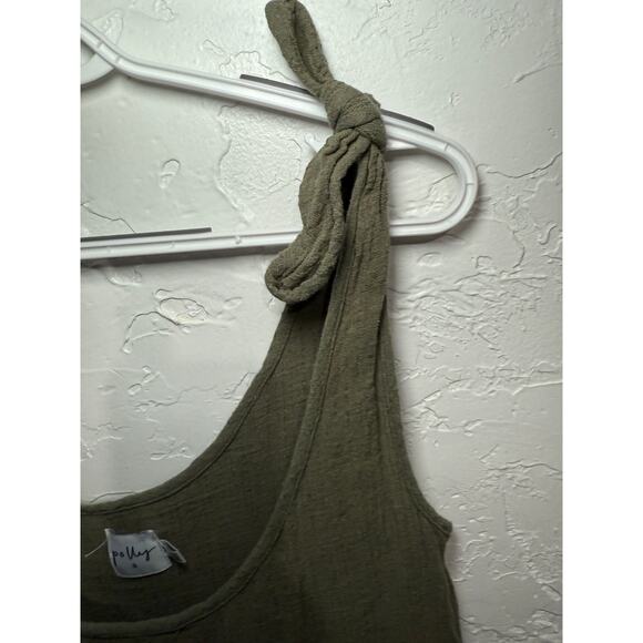 Princess Polly army green gauzy button flowy tank top womens 2 fairy cottagecore - Picture 3 of 9